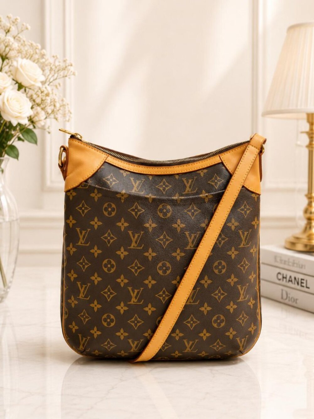 Authentic Louis Vuitton Odeon MM Monogram Crossbody Shoulder Bag